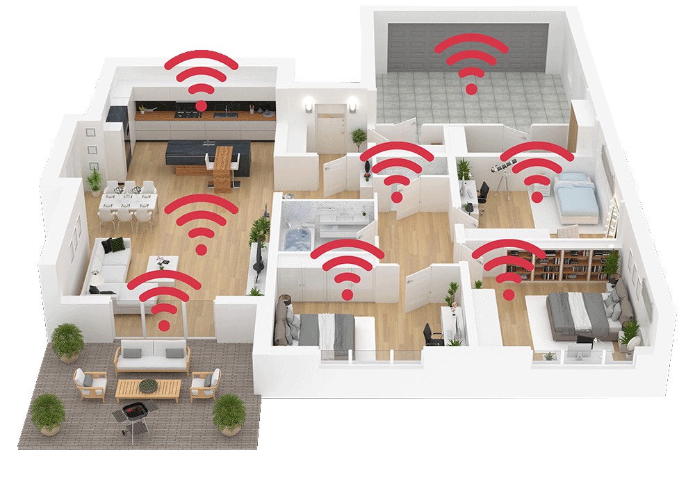 Home floor plan with wifi network access