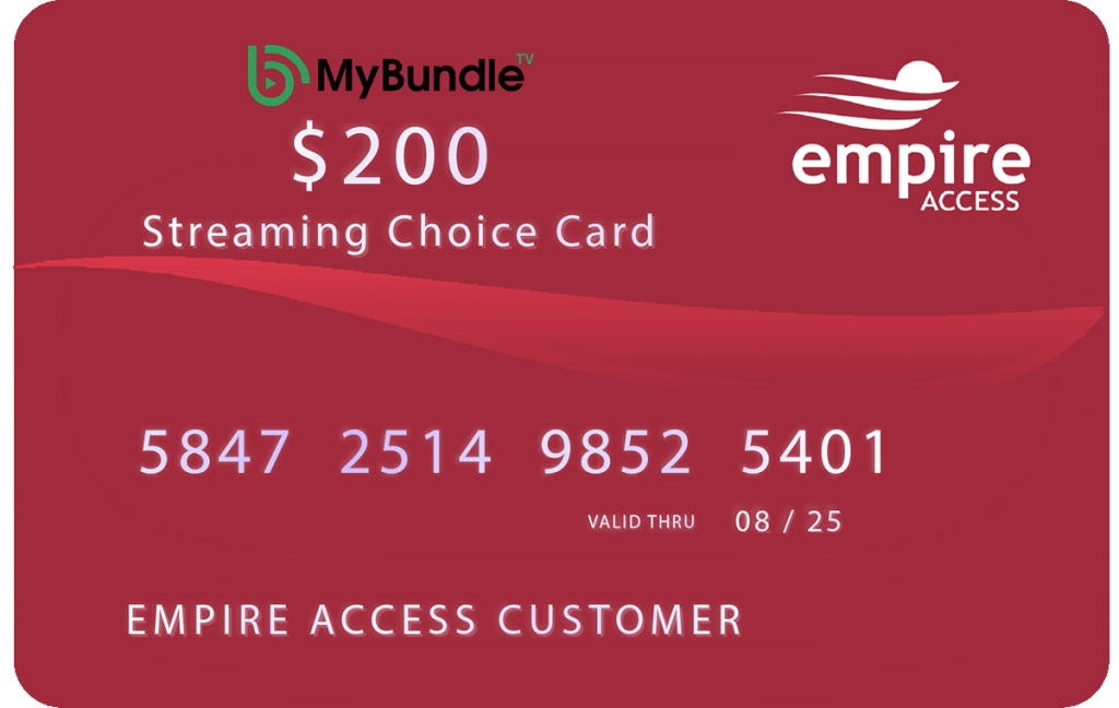 Gift card design for the Empire Access Streaming TV Promo