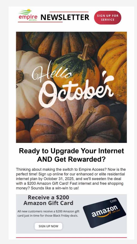 Thumbnail image of the October 2025 Empire Access email newsletter
