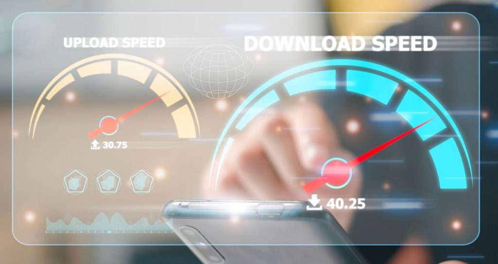 Image of test results of an internet speed test